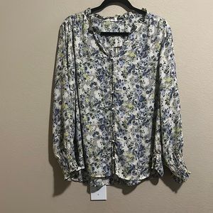 Maurice’s Floral Long Sleeve V-Neck Blouse size XL